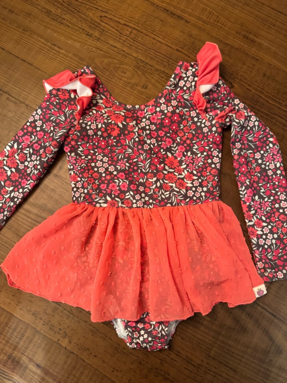 cheeky plum Pink and Coral Floral Trim Girls Top